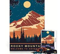 Moon Over Rocky Mountain 1000 Pieces Jigsaw Puzzles for Adults Mental Exercise Stress Relief Fun Snug Lock Memorable Gift size 38x52cm