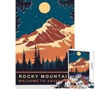 Moon Over Rocky Mountain Jigsaw Puzzles 1000 Pieces for Teenagers Boost Memory And Cognitive Function Calm Peaceful Leisure Activity (50X75cm)