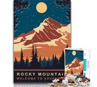 Moon Over Rocky Mountain Jigsaw Puzzles for Adults 1000 Jigsaws,Challenging To Complete But Fun And Humorous Unique Home Decor And Gifts 75x50cm