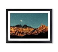 Moon Over South Tyrol in Italy in Abstract Framed Print | A2 Black Framed Wall Art | Ready to Hang | Abstract Space Picture | Living Room Bedroom Lounge Office