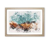 Moon Over South Tyrol in Italy Watercolour Framed Print | A2 Oak Framed Wall Art | Ready to Hang | Modern Space Picture | Living Room Bedroom Lounge Office