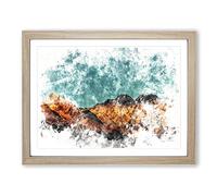 Moon Over South Tyrol In Italy Watercolour Modern Framed Print | A4 Oak Framed Wall Art | Ready to Hang | Modern Space Picture | Living Room Bedroom Lounge Office