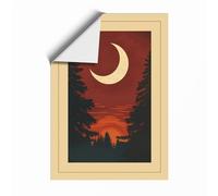 Moon Over Still Waters Vintage Unframed Wall Art Print A1 (84.1×59.4cm), Wall Decor for Living Room, Bedroom, Office & Home, Art Gift
