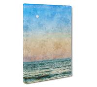 Moon Over the Ocean Canvas Print | Gallery Wrapped 30mm Frame Wall Art | 30x20 inches | Ready to Hang | Abstract Space Picture | Living Room Bedroom Lounge Office
