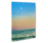 Moon Over the Ocean Canvas Print | Gallery Wrapped 30mm Frame Wall Art | 30x20 inches | Ready to Hang | Abstract Space Picture | Living Room Bedroom Lounge Office