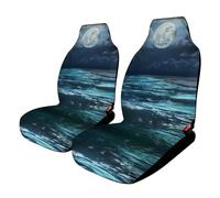 Moon Over The Ocean Natural Scenery Cute Car Seat Covers 2PCS | Breathable Front Seat Protectors Easy to Install Fits for Most Cars