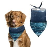 Moon Over The Ocean Natural Scenery Cute Dog Bandanna Scarf Printed Adjustable Triangle Pet Kerchief for Dogs And Cats