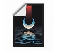 Moon Over Water Modern Unframed Wall Art Print A2 (59.4×42cm), Wall Decor for Living Room, Bedroom, Office & Home, Art Gift