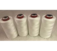 Moon Overlocking Thread 4 x 5000 Yards Polyester Moon Thread Cones White Black Natural Cream (White)