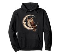 Moon Owl Half Moon Owl Bird Animal Nature Artful Creative Pullover Hoodie