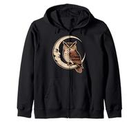 Moon Owl Half Moon Owl Bird Animal Nature Artful Creative Zip Hoodie