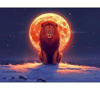 Moon Paint by Numbers for Adults Beginner with Frame, Lion Painting by Numbers for Children, DIY Acrylic Oil Painting Number Kits Art Crafts, Hobbies for Adults Women Room Wall Decor 70x100 cm Q-5379