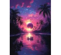 Moon Paint by Numbers for Adults, Landscape Painting by Numbers DIY Color Oil Painting Hobbies for Adults Women with Acrylic Paint Brush Set for Room Decor, Wall Art, Gifts 20x28 inches -zjn25070I