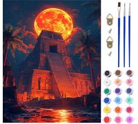 Moon Paint by Numbers for Adults on Canvas, Paint by Numbers Kits Architecture, DIY Crafts for Adults Oil Painting Art Kits with Acrylic Oil Painting and Brushes, Home Wall Decor Gifts 40x54in 0-3562