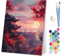 Moon Paint by Numbers for Adults on Canvas, Painting by Numbers for Adults Architecture, DIY Crafts for Adults Oil Painting Art Kits, Hobbies for Adults Women, Room Decor Gifts 24x32in 3-1147