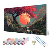 Moon Paint by Numbers for Adults, Paint by Numbers Tree Pattern Design Painting Kits, Acrylic Painting Kit with 3 Brushes Adult Crafts for Room Decor, Wall Art, Gifts for Women 100x300cm -hcw2507L3