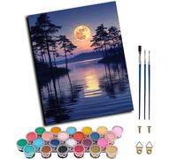 Moon Paint by Numbers for Adults With Frame, Paint by Numbers Kits on Canvas River, DIY Crafts for Adults Oil Painting Art Kits with Acrylic Painting and Brushes, Home Wall Decor Gifts 90x120cm V-2424