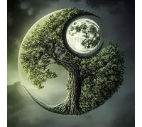 Moon Paint by Numbers for Children Tree Paint by Number Canvas 80X80CM, DIY Acrylic Oil Paintngs Adults Beginners Art Craft Kits with 3 Brushes and Acrylic Pigment, Home Room Decor, Gifts for Women