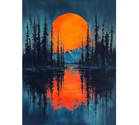 Moon Paint by Numbers Forest Painting by Numbers for Adults Beginner DIY Digital Painting Hobbies for Adults Women with 3 Brush and Acrylic Paints Kit for Home Decor, Wall Art 32x48 inches -zjn2507YE
