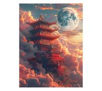 Moon Paint by Numbers Kit for Adults Architecture Craft Kits with Brushe Acrylic Paint Set Canvas for Painting 20x28 In, Canvas Wall Art Supplies for Fall Decor, Gifts for Women Room Decor JLYH-1311