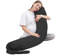 MOON PARK Pregnancy Pillow - Incredibly Smooth and Soft Cooling Cover I Shaped Full Body Maternity Pillow with Removable Cover - Support for Side, Back, Legs, Belly, HIPS - Black