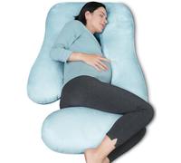 MOON PARK Pregnancy Pillows for Sleeping - U Shaped Full Body Maternity Pillow with Removable Cover - Support for Back, Legs, Belly, HIPS - 57 Inch Pregnancy Pillow for Women - Aqua