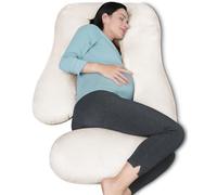MOON PARK Pregnancy Pillows for Sleeping - U Shaped Full Body Maternity Pillow with Removable Cover - Support for Back, Legs, Belly, HIPS - 57 Inch Pregnancy Pillow for Women - Ivory