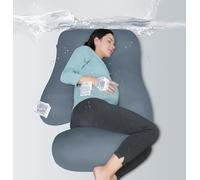 MOON PARK Pregnancy Pillows for Sleeping - U Shaped Full Body Maternity Pillow with Removable Cover - Support for Back, Legs, Belly, HIPS - 57 Inch - Grey - Cooling Cover