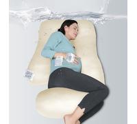MOON PARK Pregnancy Pillows for Sleeping - U Shaped Full Body Maternity Pillow with Removable Cover - Support for Back, Legs, Belly, HIPS - 65 Inch - Ivory - Cooling Cover