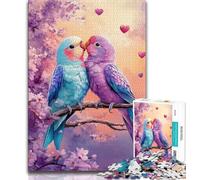 Moon Parrot Couple Jigsaw Puzzles for Teenagers 1000 Piece Puzzle,Challenging To Complete But Fun And Humorous Birthday Present,Gifts,Wall Art 38x26cm
