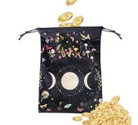 Moon Pattern Drawstring Pouch - Tarot Card Pouch - Flannel Tarot Deck Bag, Storage for Cards and Accessories, Oracle Deck Organizer for Runes Dice, Gems, Tarots Reading & Home Travel Use