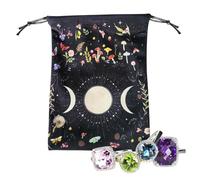 Moon Pattern Tarot Bag - Adjustable Drawstrings, Unique Style | Flannel Bag, Perfect for Storing Tarot Decks, Accessories, Cubes, Runes and Gems, Provides Protection and Style