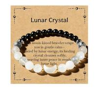 Moon Phase Crystal Bracelet for Women 7.1in Beaded Bracelet, Spiritual Wear | Crystal Beads Moonstone Black Agate, Elegant Meaningful Durable, Spiritual Jewellery for Daily Wear, Meditation, Gift Giving