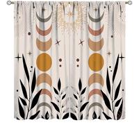 Moon Phase Curtains,Boho Retro Mid Century Moonlit Plant Aesthetics Drapes for Bedroom Living Room Window Treatment 2 Panels Set Total Size 42" W X 45" L Inch