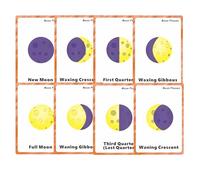 Moon Phase Flash Cards for Toddlers, 9 Pieces, 5+Years, Kids Montessori Pocket Cards for Teacher Autism Therapists Tools, Back to School Supplies
