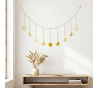 Moon Phase Garland, Wall Decoration Boho, Golden Boho Wall Decoration, Moon Phase Garland Ornaments Sun and Moon Style Metal Boho for Home Decor, Bedroom, Living Room, Cafe, Sofa (126 cm)