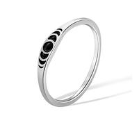 Moon Phase Ring 925 Sterling Silver Crescent Ring Retro Ring Confession Ring Finger Ring Moon Stacking Wedding Band Promise Ring Punk Cool Jewellery Gift for Female Girls