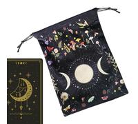 Moon Phase Tarot Pouch - Flannel Drawstring Storage Bag, Protective Card Holder | Ideal for Oracle Decks, Dice, Runes, Gems, Accessories Home Travel Reading Mystic Divination Supplies