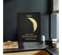 Moon Phase Wall Art,Customized Moon Photo Frame,Custom Canvas Prints with Name,Custom The Day You were Born Moon Phase (Black,A3(29.7X42cm))