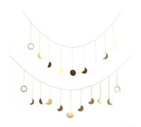 Moon Phase Wall Hanging Boho Aesthetic Metal Moon Garland Wall Hanging Ornaments, for Girls Room Nursery Bedroom Livingroom Dorm(large)
