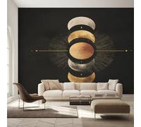 Moon Phase Wallpaper for Living Room & Bedroom & Hallway, Non-Woven Celestial Lunar Phase Mural Wallpaper, Wall Mural Wall Decoration 450 x 315 cm (WxH) K-MZ&4