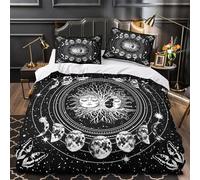 Moon phases 3D Printed 3-Piece Quilt Cover spiritual cosmic art Bed Cover Set 3D Print Plush Microfiber Concealed Zipper for Toddlers Kids Adults Single（140x200cm）