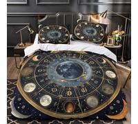 Moon Phases Art Duvet Cover 3D Design Printed Machine Washable 3 Pieces Bedding Set Zipper Quilt Cover Hotel Quality Durable for Adults Kids Women Teens Youth Super king（260x220cm）