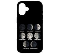 Moon Phases Chart Eight Lunar Cycle Stages Educational Space Case for iPhone 16