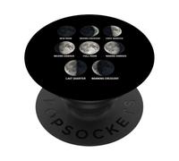 Moon Phases Chart Eight Lunar Cycle Stages Educational Space PopSockets Adhesive PopGrip