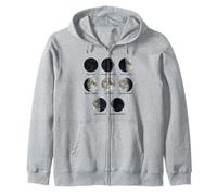 Moon Phases Chart Eight Lunar Cycle Stages Educational Space Zip Hoodie