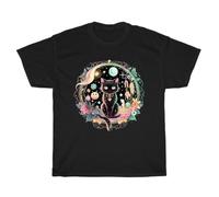 Moon Phases Crystal Witchy Cute Black Cat Kawaii Pastel Goth T-Shirt Unisex Gift