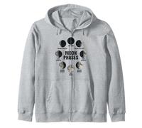 Moon Phases Diagram Full Lunar Cycle Astronomy Space Lovers Zip Hoodie