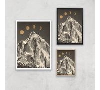 Moon Phases Giclee Art Print - A2 - Wooden Frame