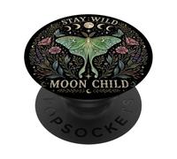 Moon Phases Luna Moth Insect Lover Cottagecore Aesthetic PopSockets Adhesive PopGrip